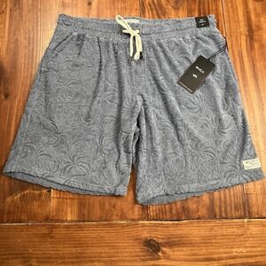 RVCA Palms Down Exotica 8" Blue Terry Jacquard Shorts Men's Size L